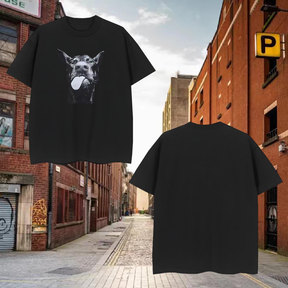 Loose Fit Tshirts 100% Cotton 230g Dog T Shirt For Man Street wear Hip Hop Short Sleeve Soft Custom Printing Brand Wear