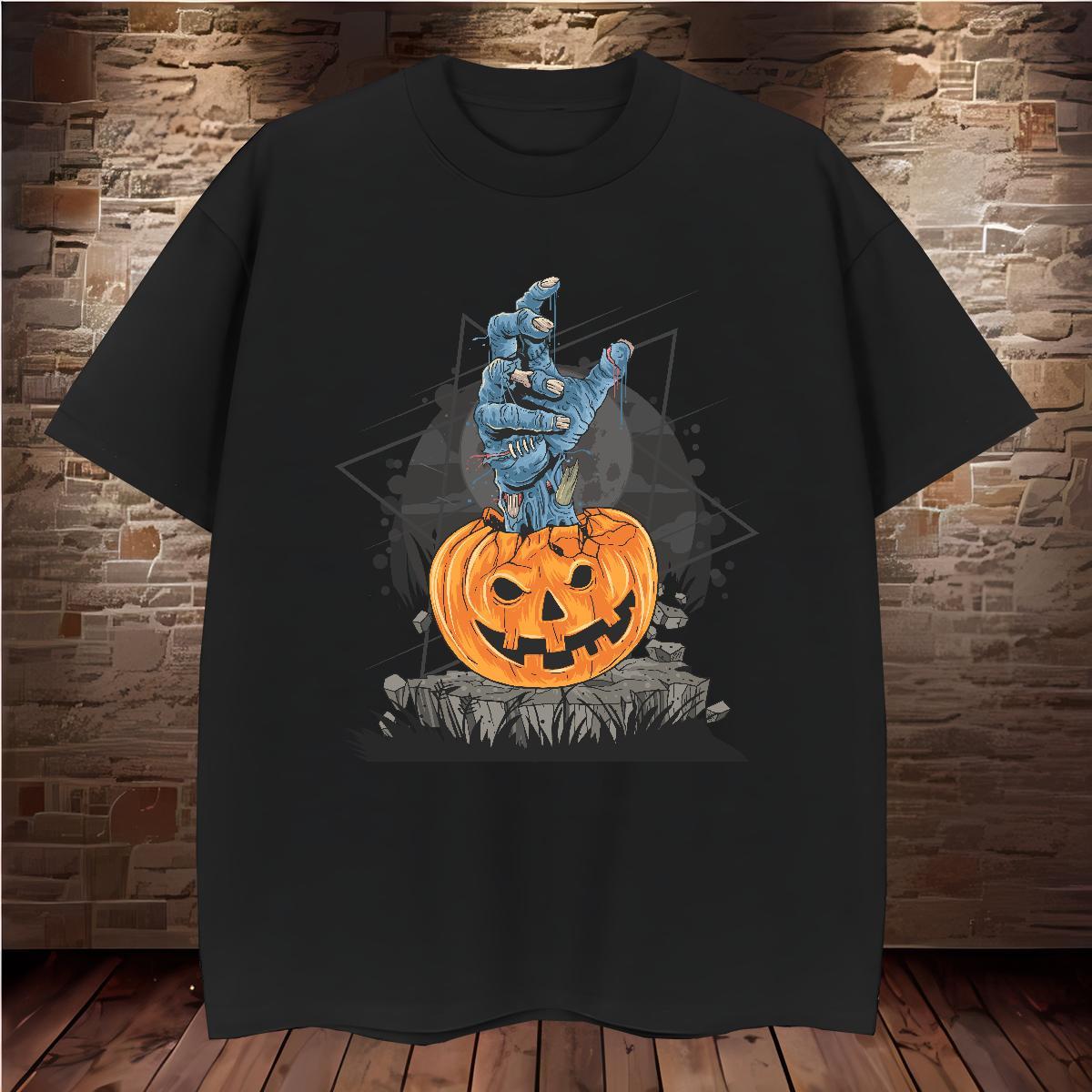 T Shirts Men 100% Cotton 230g Halloween Sports Casual Breathable Short Sleeve Custom Printed Men Tops Tees Fashion Loose Fit Tops Shirt