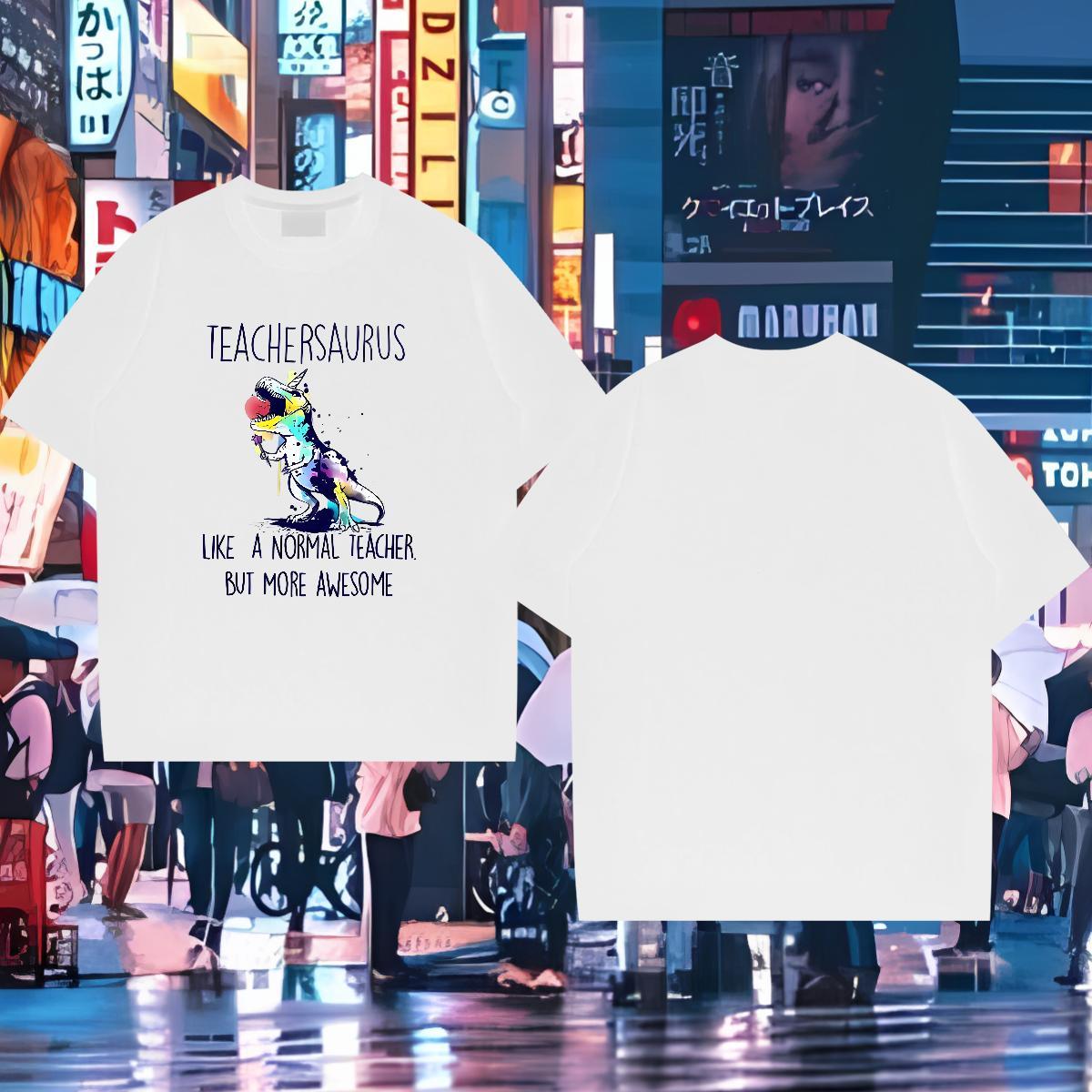 2024 DIY T Shirts Men 230g Pure Cotton dinosaur Street Wear Clothes Breathable Crew Neck Wholesale Men Tees DIY Printed