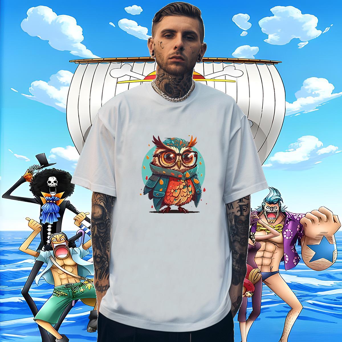 Cool Couples T Shirts 230g Cotton Spring Summer Owl Anime O-Neck Short Sleeve Free Shipping Man T Shirts Clothes