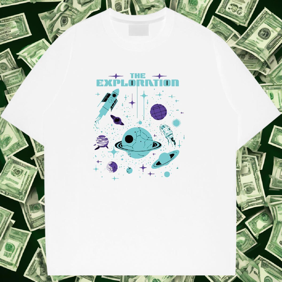 Man T Shirts 230g 100% Cotton planet Street Breathable Short Sleeve DIY Anime Men Tops Tees Fashion Designer Cool Design Tee Shirt