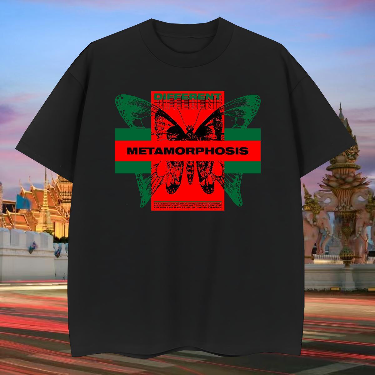 Fashion New Mens T Shirts 230g Cotton Butterfly Outdoor Tops Shirt Short Sleeve Soft Free Shipping Couples T Shirts Asian Size