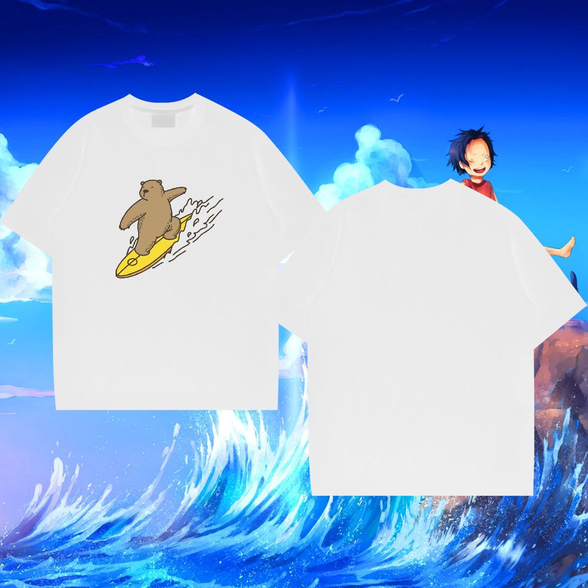 DIY Man T Shirts 230g 100% Cotton bear Street Casual Top Tees Breathable Short Sleeve TOP Quality Men Clothes T-Shirt Custom Cartoon