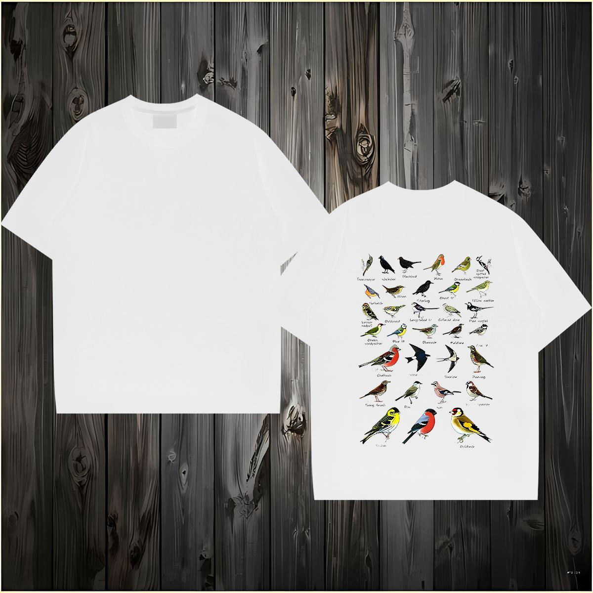 Fashion New Men T Shirts 230g Pure Cotton bird Beach Top Tees Crew Neck Designer Men Tees DIY