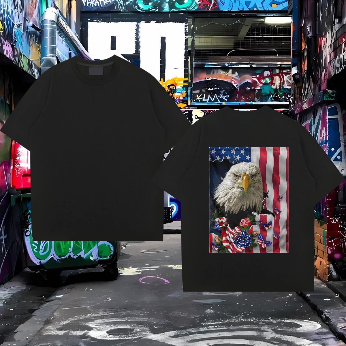 Customized Man T Shirts 100% Cotton 230g eagle Daily Wear Tees Pure Cotton Comfortable Men Tops Tees Oversized 3XL 4XL
