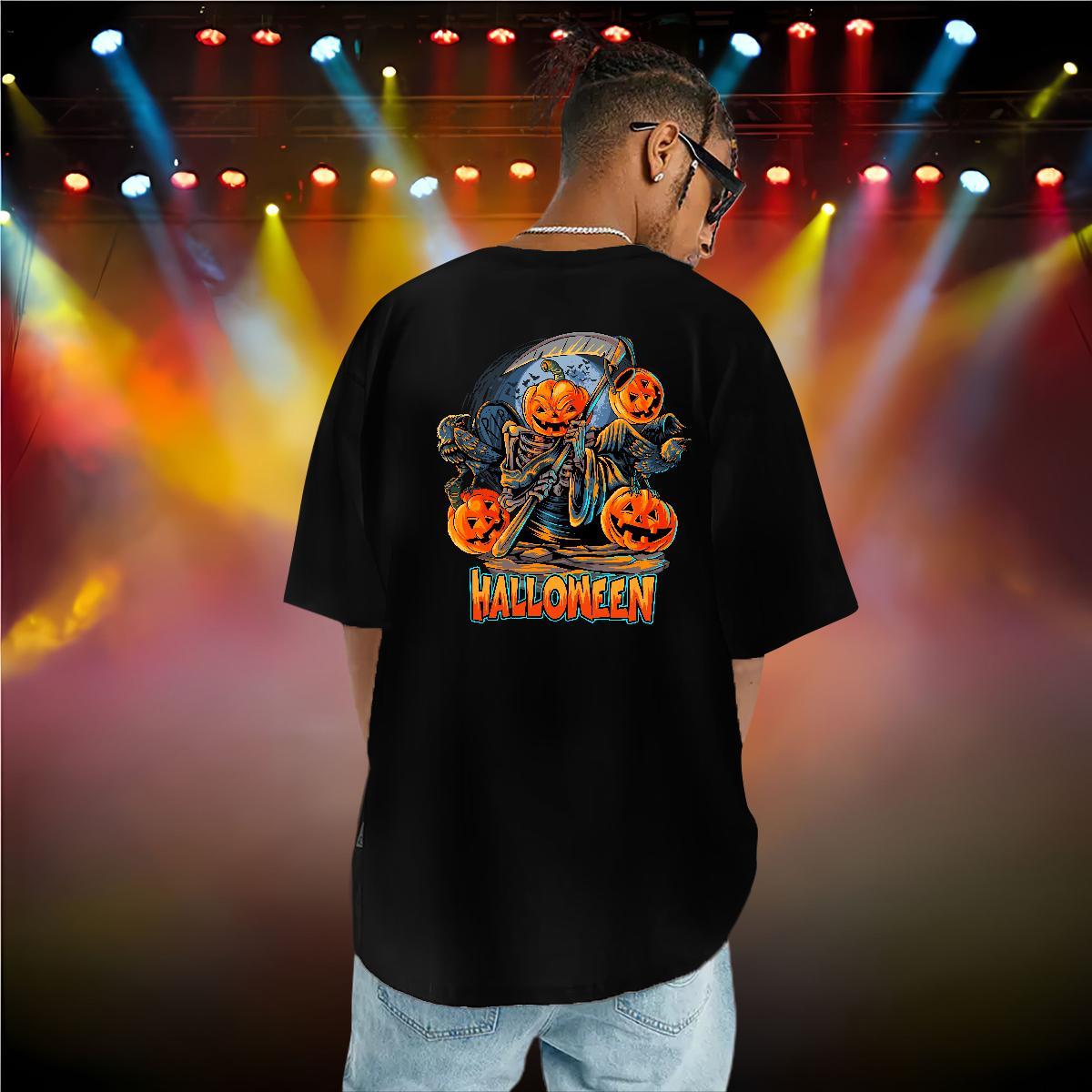 2024 T Shirts Men 100% Cotton 230g Halloween Anime Printing Street Wear Breathable Soft Cool Design Men Tshirts White Plus Size