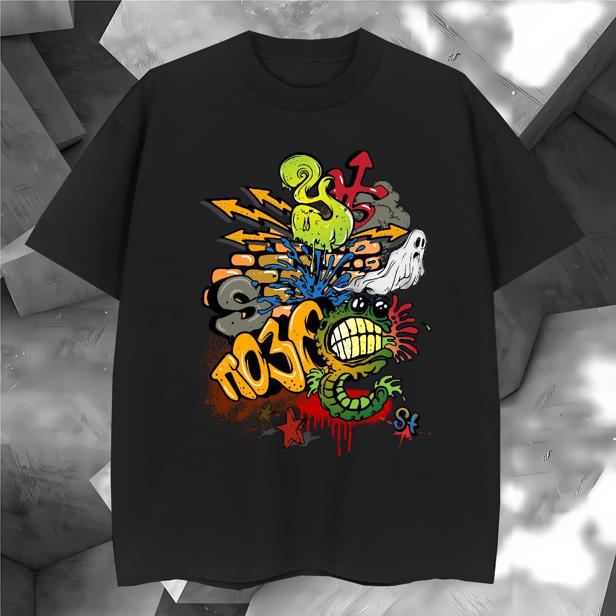 T Shirt For Man 230g 100% Cotton painting Summer Casual Crew Neck Breathable White Plus Size Couples T Shirts Fashion Designer Loose Fit Tees