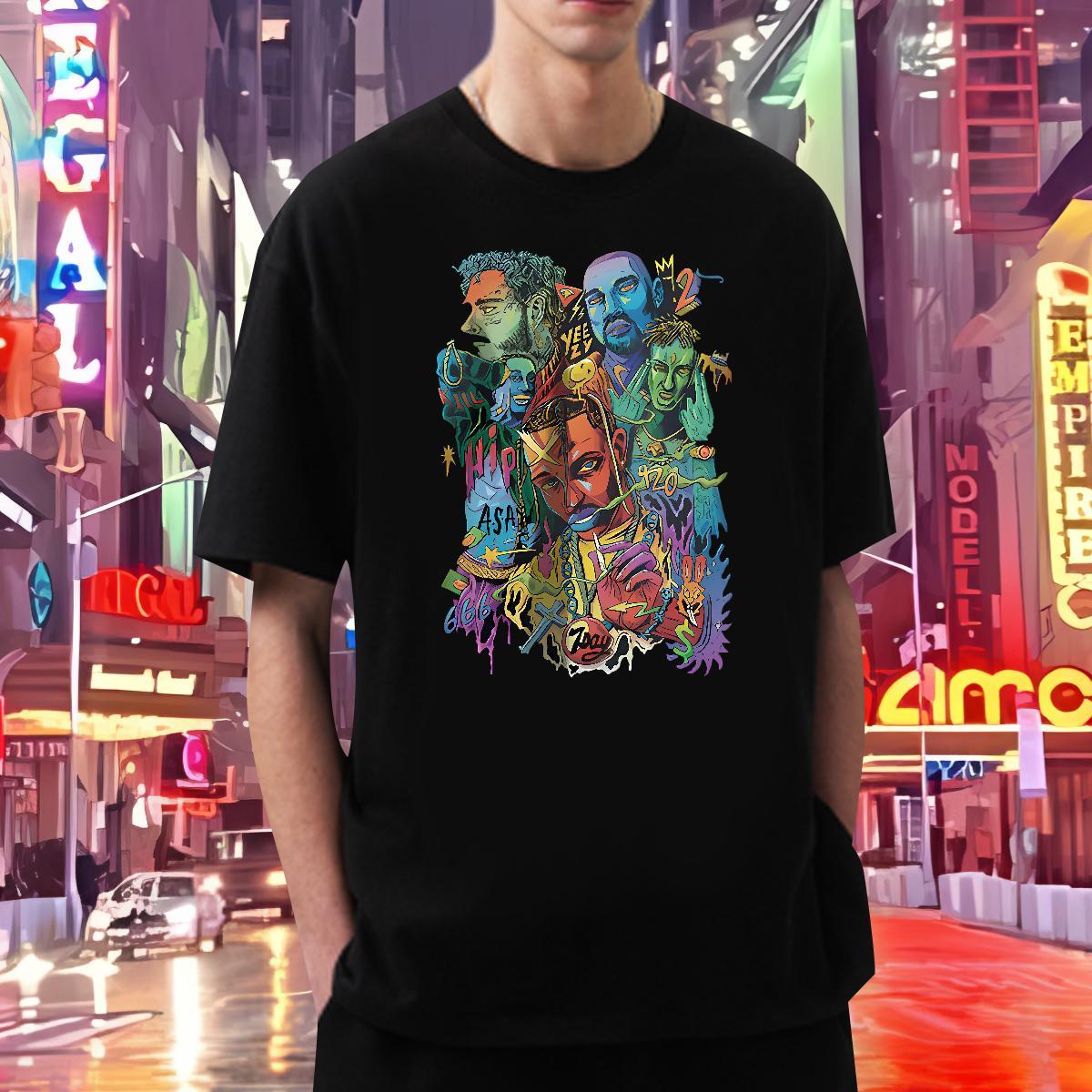 Mens T Shirts 100% Cotton 230g portrait Casual Breathable Soft Cartoon Printing L-4XL Men Clothes T-Shirt 2024 Designer Brand Clothings