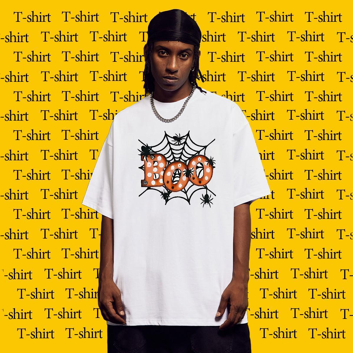 2024 New T shirt 230g 100% Cotton spider web Casual Top Tees Breathable Soft Cool Design Tshirt for Man Woman Custom Cartoon