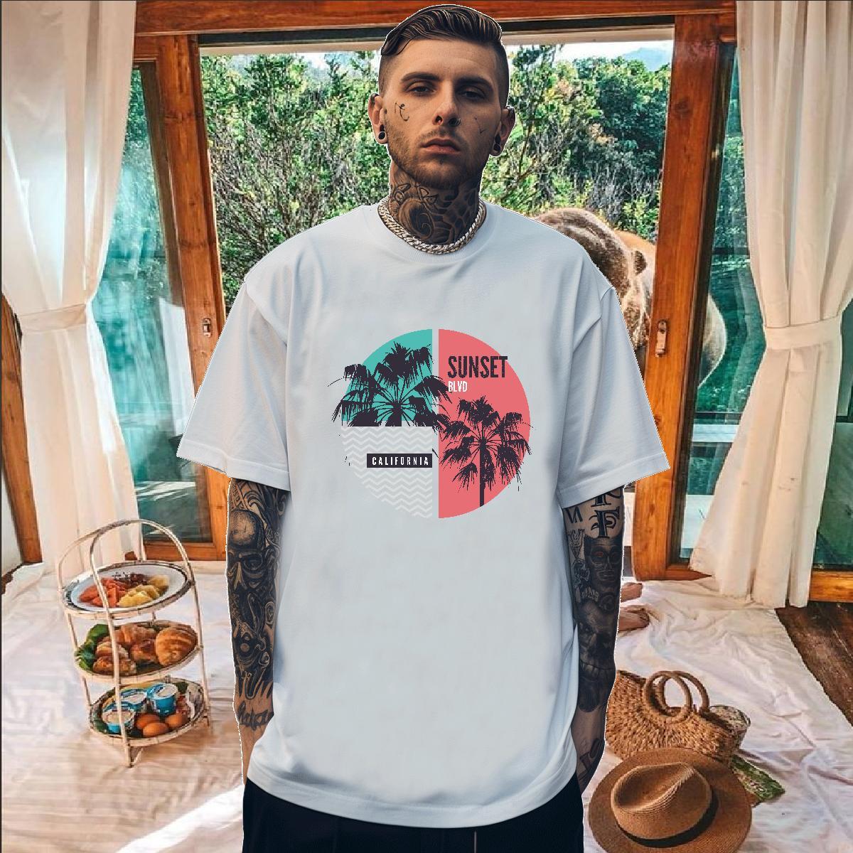 Customized T Shirts Men 230g Cotton tree Daily Wear Tops Tees Breathable Short Sleeve Brand Men Tees Skull
