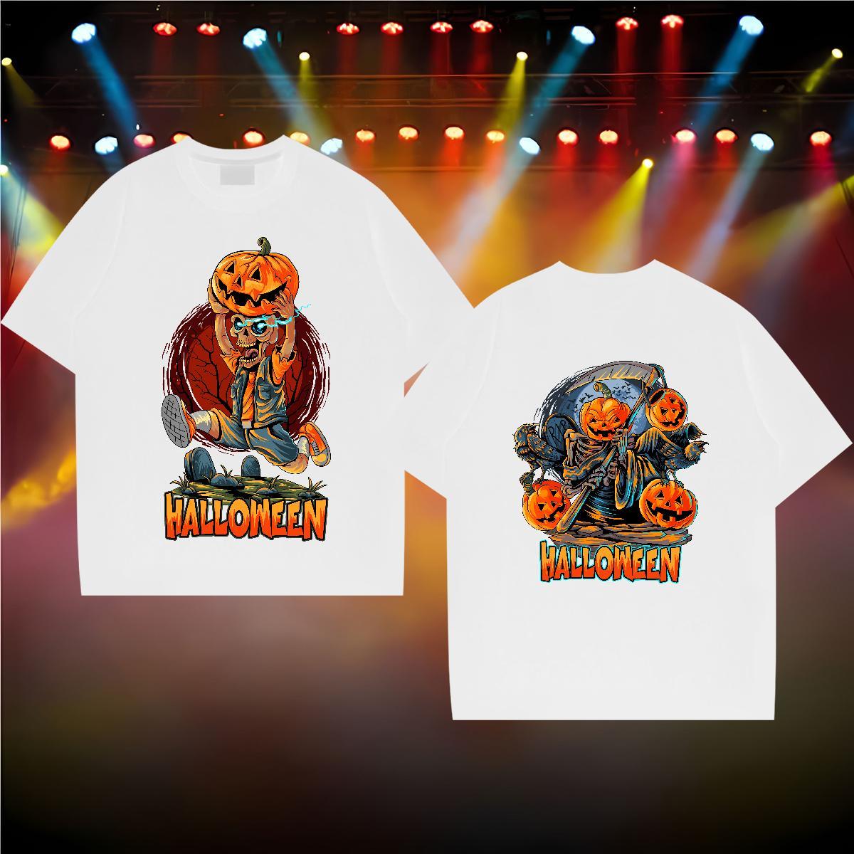 2024 T Shirts Men 100% Cotton 230g Halloween Anime Printing Street Wear Breathable Soft Cool Design Men Tshirts White Plus Size