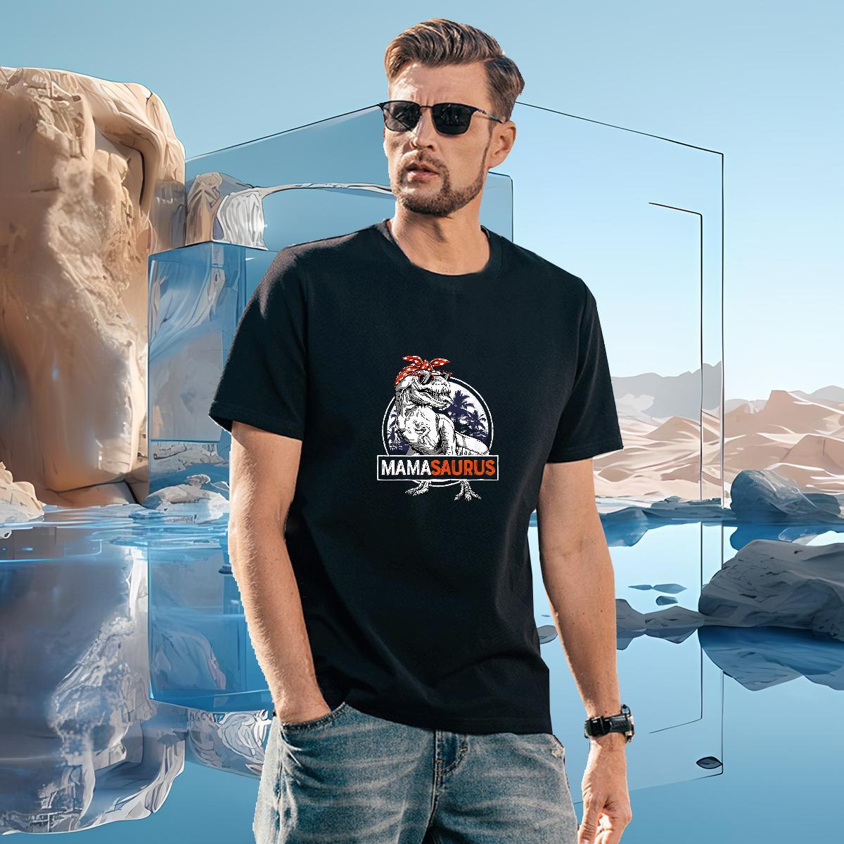 T Shirt For Man 230g Cotton dinosaur Casual Daily Wear Short Sleeve O-Neck Custom Anime Men Clothes T-Shirt 2024 Designer Wholesale Tops