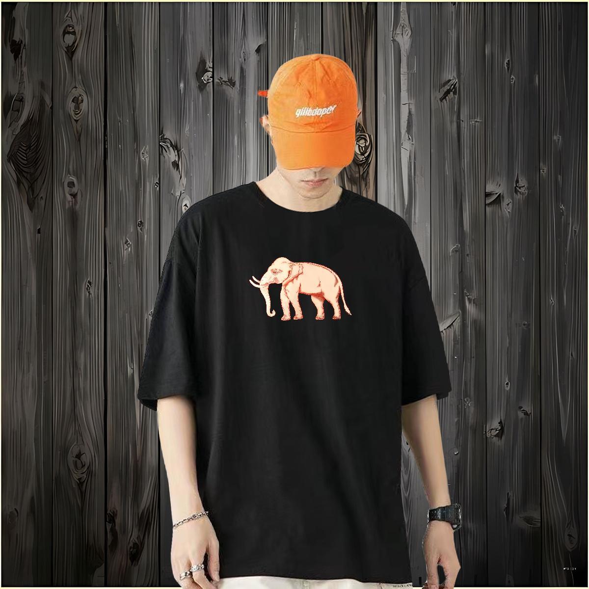 2024 Designer T shirt 230g 100% Cotton elephant Hip Hop Tops Tees Breathable Crew Neck Soft Couples T Shirts Black Oversized
