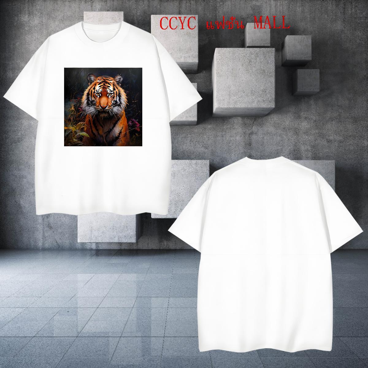 Casual New T Shirts Men 230g Pure Cotton tiger Street wear Hip Hop Top Tees O-Neck Short Sleeve Popular Tshirt for Man Woman Asian Size