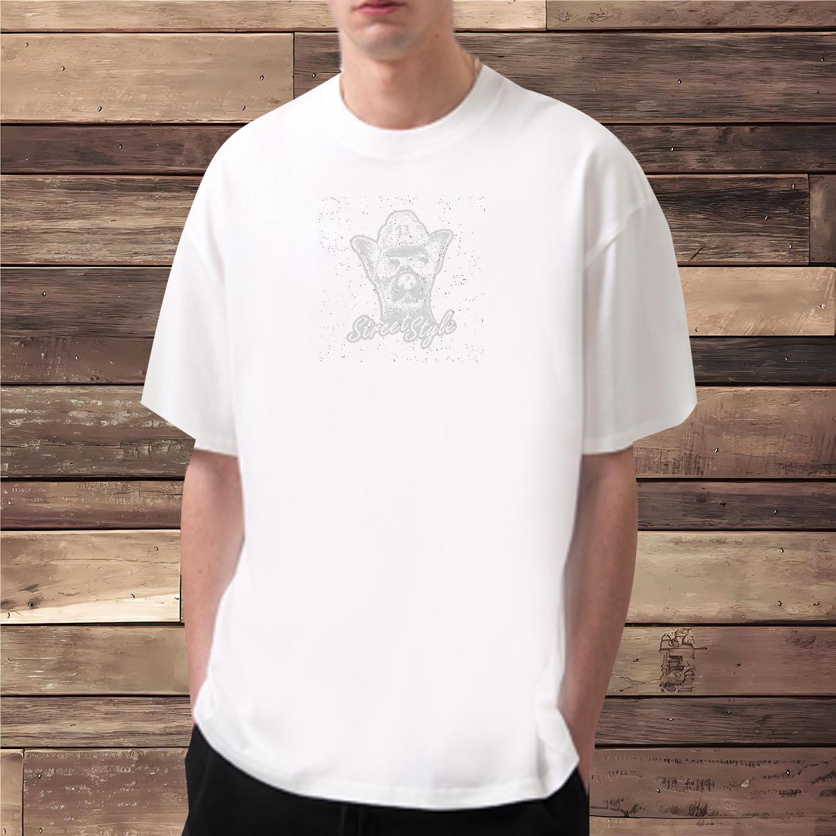Classic T Shirt For Man 230g Cotton dog Beach Top Tees Short Sleeve Soft Comfortable Men Clothes T-Shirt Custom Anime