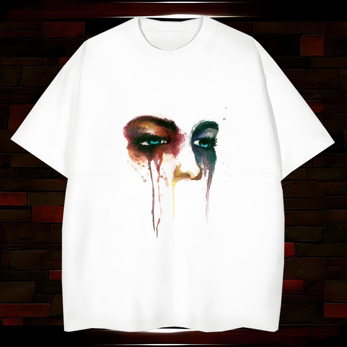 Men T Shirts 230g 100% Cotton painting Daily Outfit Breathable Crew Neck Anime Couples T Shirts Wholesale Loose Fit Tops