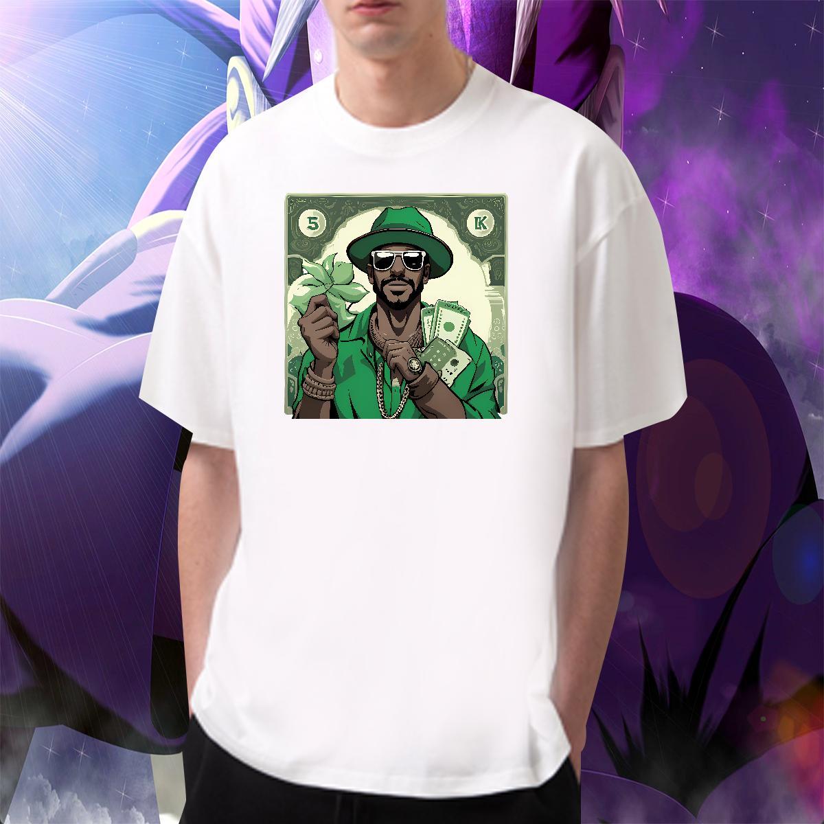 Unisex Men Tops Tees 230g Cotton Daily Wear cash Cartoon Print O-Neck Short Sleeve Customized Man T Shirts Top Tees