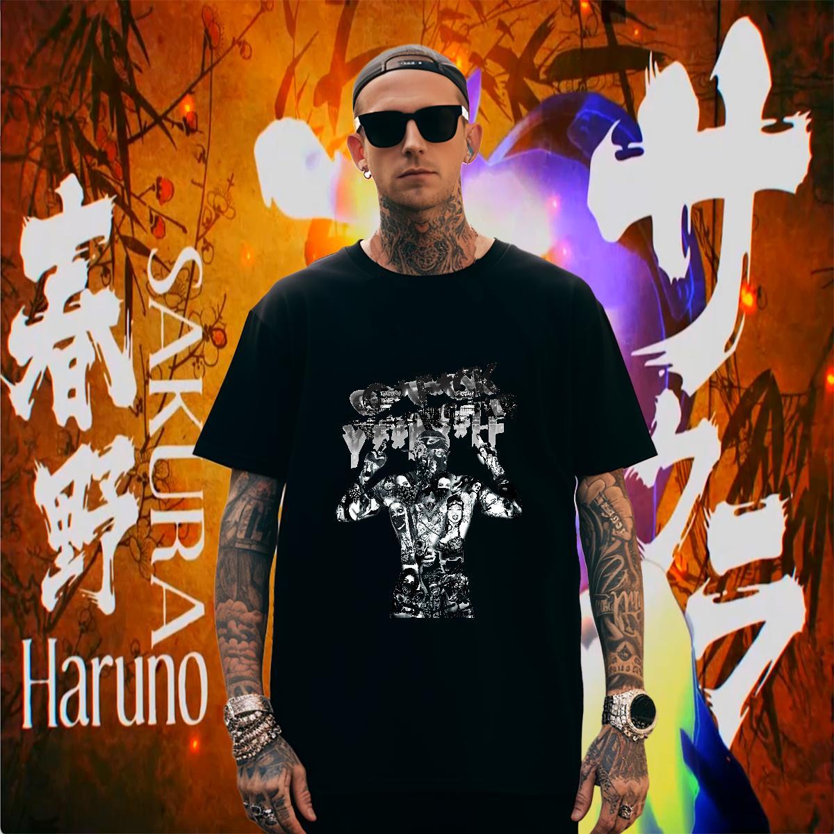Men T Shirts 230g Pure Cotton painting High Street Hip Hop O Neck Short Sleeves Anime Mens Tshirts 2024 Summer Unisex Top Tees