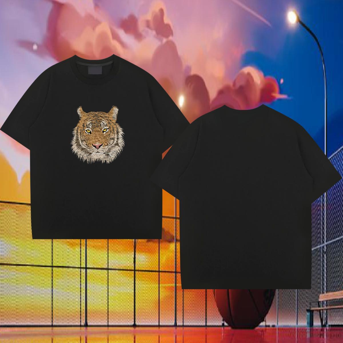 Fashion New Man T Shirts 230g 100% Cotton tiger Hip Hop Tees Shirts Pure Cotton Loose Fit Couples T Shirts DIY Logo Oversized