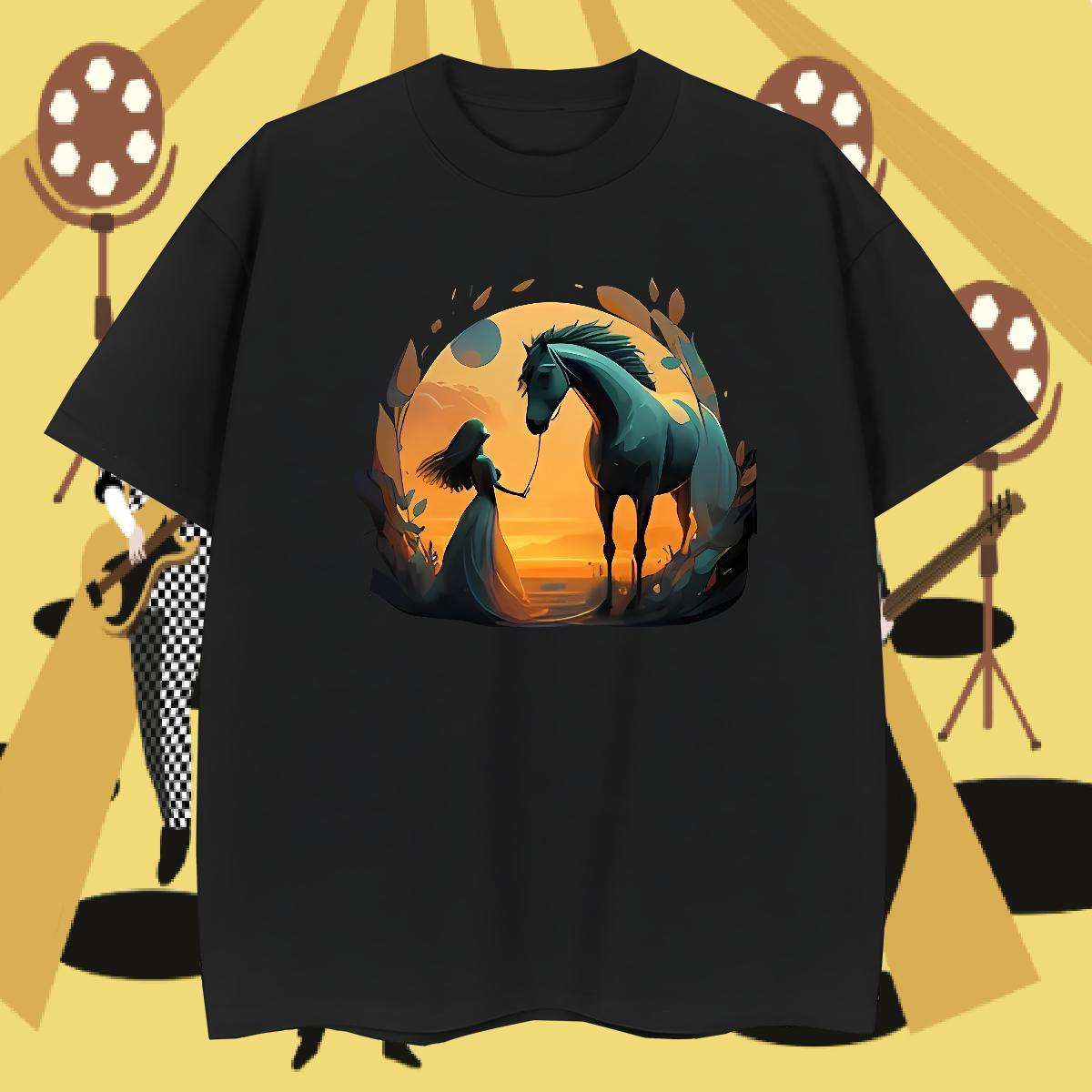 Stylist Mens T Shirts 100% Cotton 230g horse Daily Wear Tees Breathable Crew Neck Popular Men Tees Oversized 3XL 4XL