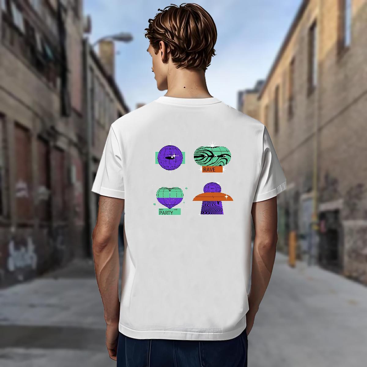 T-Shirts for Men 100% Cotton 230g planet High Street Hip Hop Breathable Short Sleeve Plus Size Custom Men Tees DIY Customized Comfortable Polos