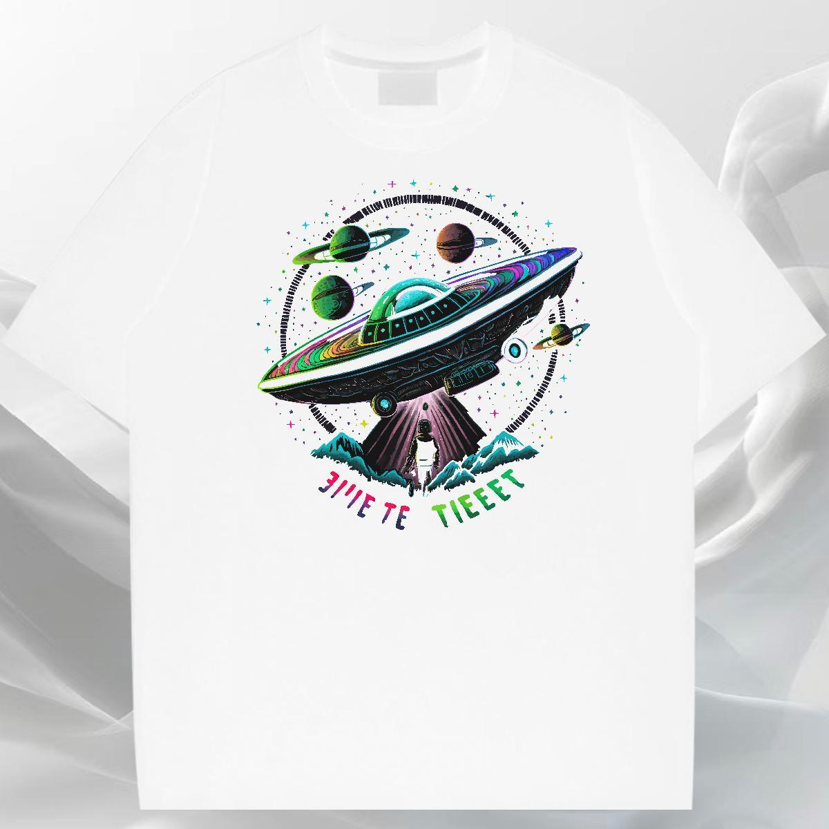 Brand Tshirts 230g Cotton Daily Outfit UFO Custom Print Oversized Crew Neck Breathable Free Shipping Man T Shirts Tees