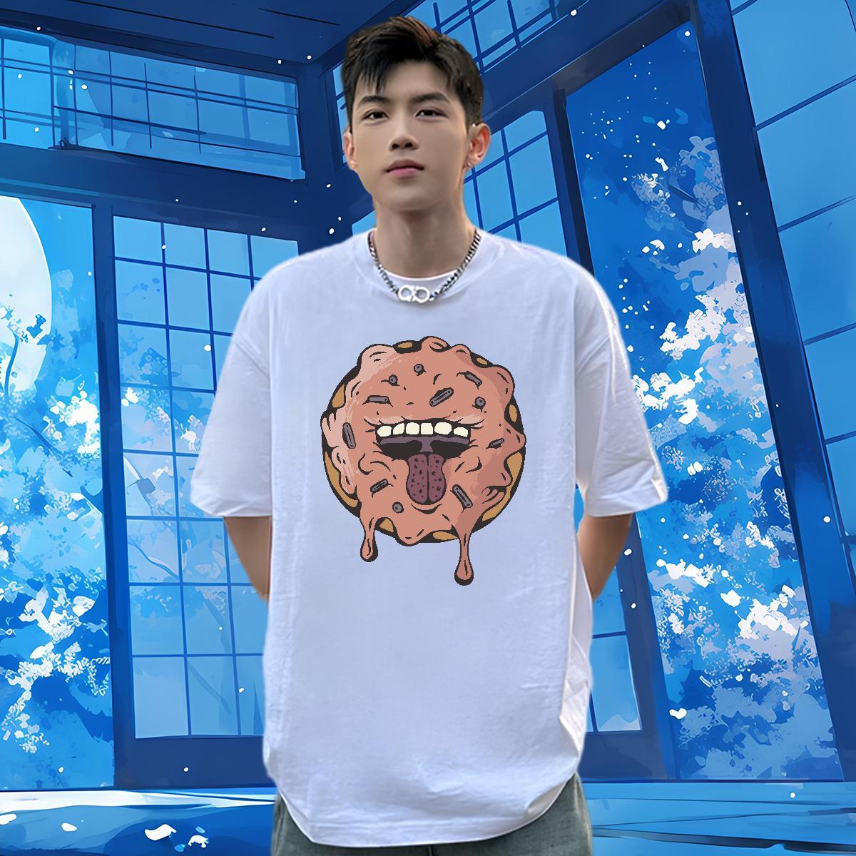 Wholesale T Shirts Men 230g Cotton evil Hip Hop Clothings O Neck Short Sleeves Popular Men Tops Tees DIY Logo Oversized