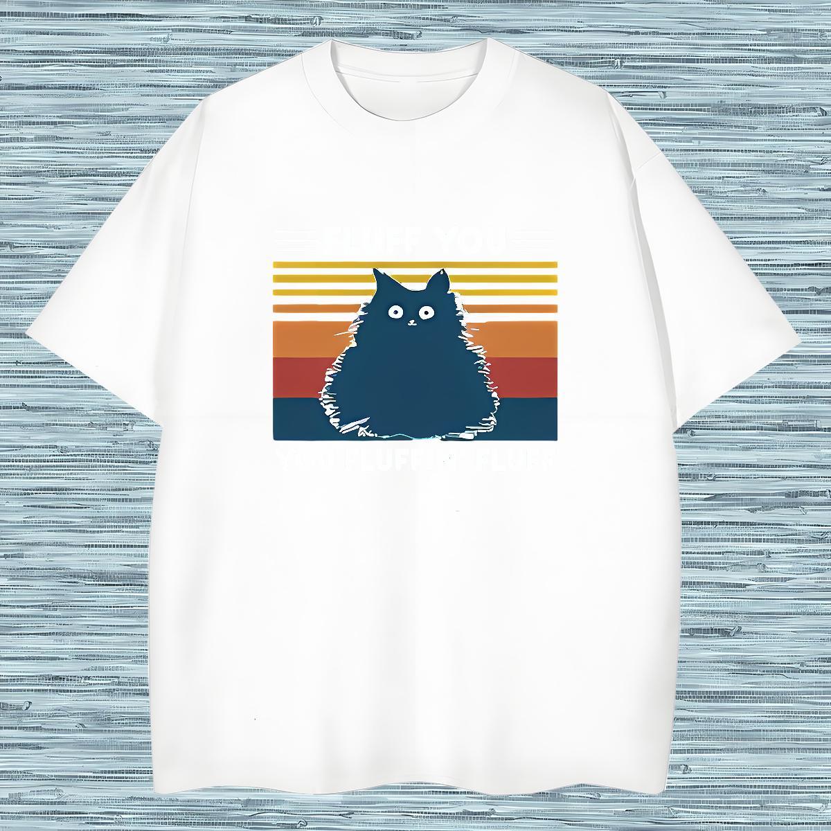 Men T Shirts 230g 100% Cotton cat Hip Hop Round Neck Short Sleeve DIY Logo Oversized Men Tees Stylist Cool Tops Tees