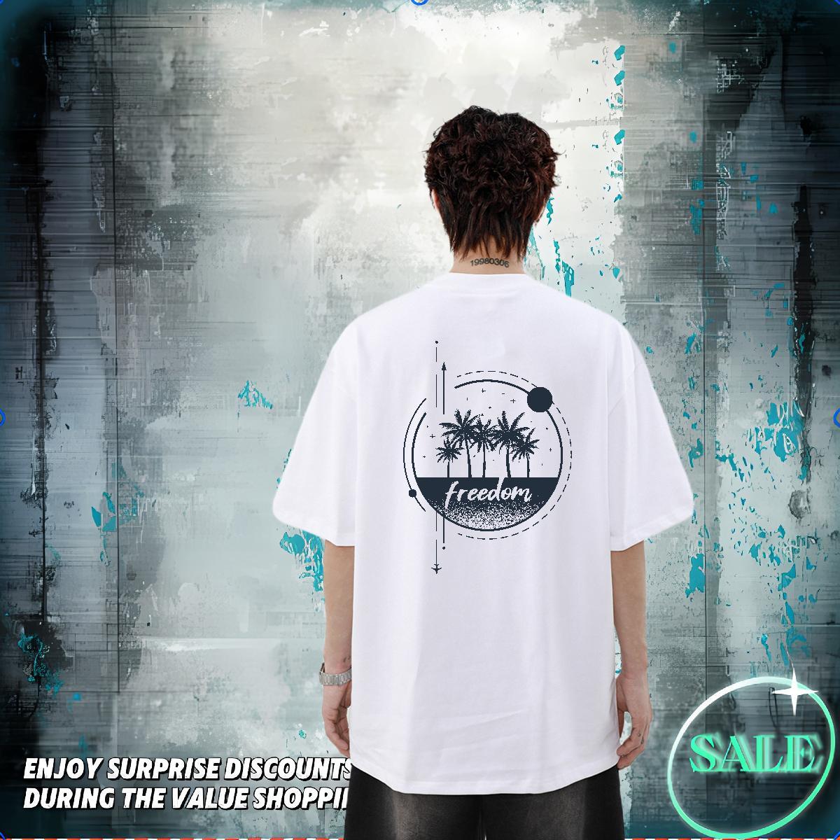 2024 DIY Man T Shirts 100% Cotton 230g sea Street Casual Tops Tees Crew Neck Breathable Cool Design Tshirts Anime Print