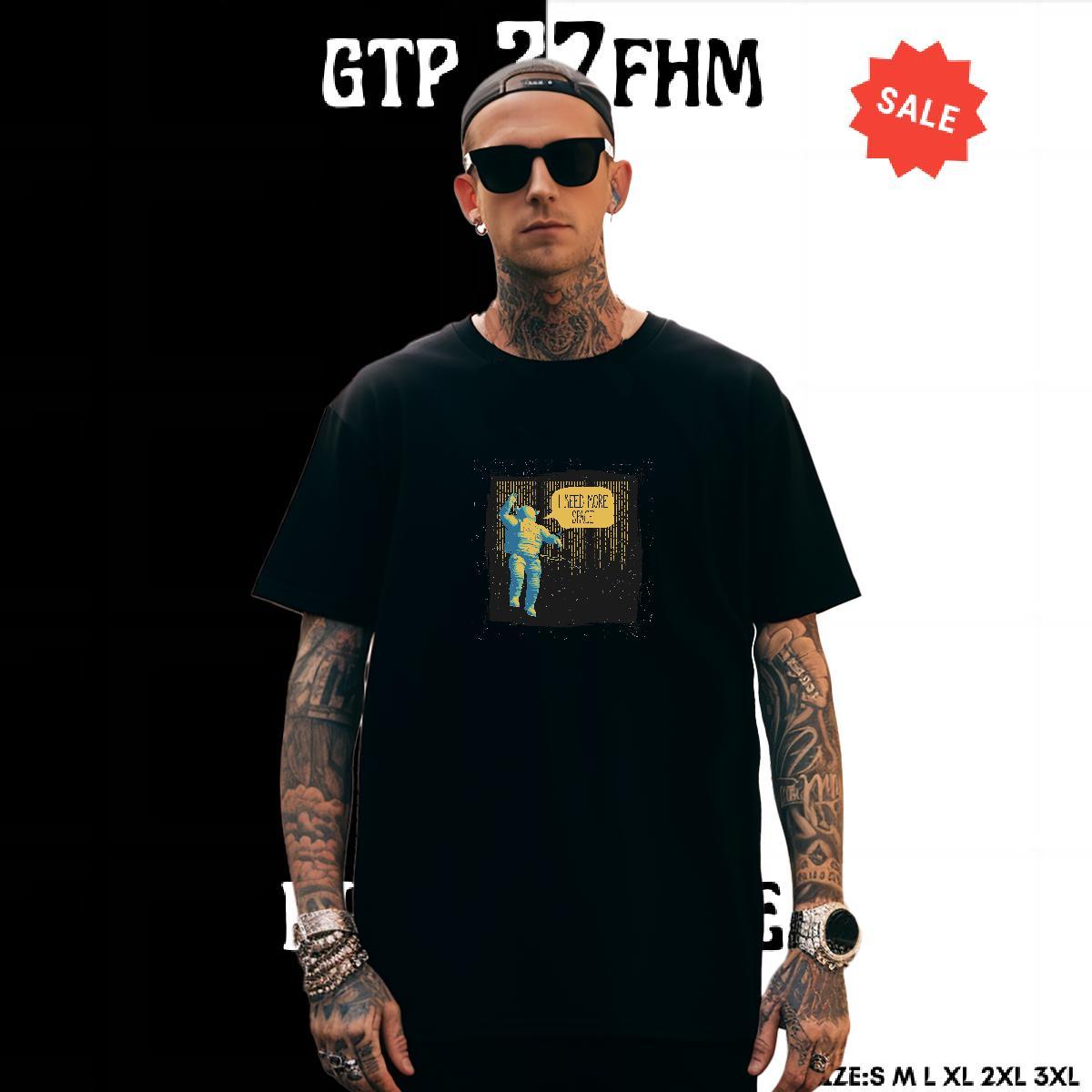 Cool Men Clothes T-Shirt 230g Pure Cotton Daily Outfit spaceman Customized Crew Neck Breathable Brand Mens T Shirts Tshirts