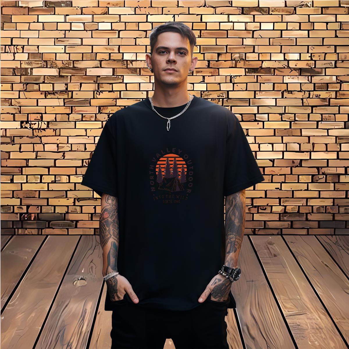 Men T Shirts 230g Cotton tree Street Wear Breathable Cartoon Printing L-4XL Men Tees Fashion Designer Free Shipping Clothes