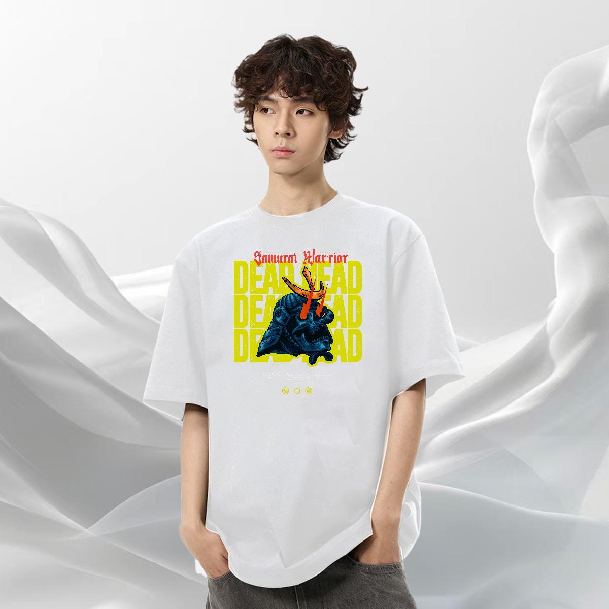 Stylist T Shirts Men skull Tees Shirts 230g Pure Cotton Sports Casual Loose Fit Cartoon Printing L-4XL Breathable Men Tops Tees