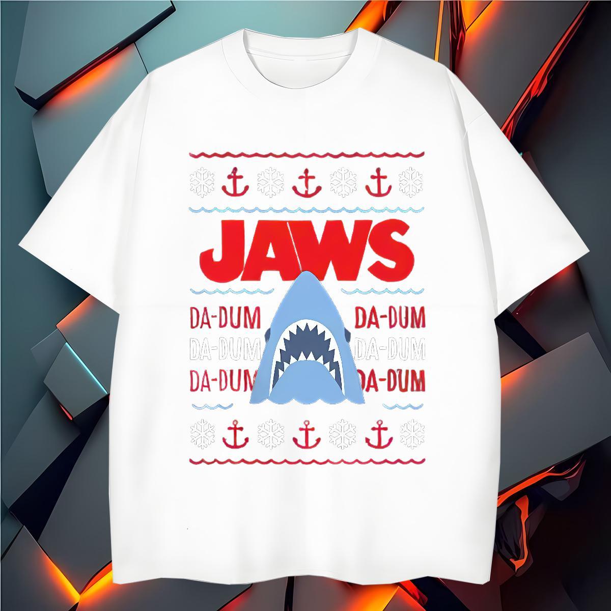 Mens T Shirts 230g Cotton shark Hip Hop Street Breathable Crew Neck Customized Men Tops Tees Wholesale Brand Wear
