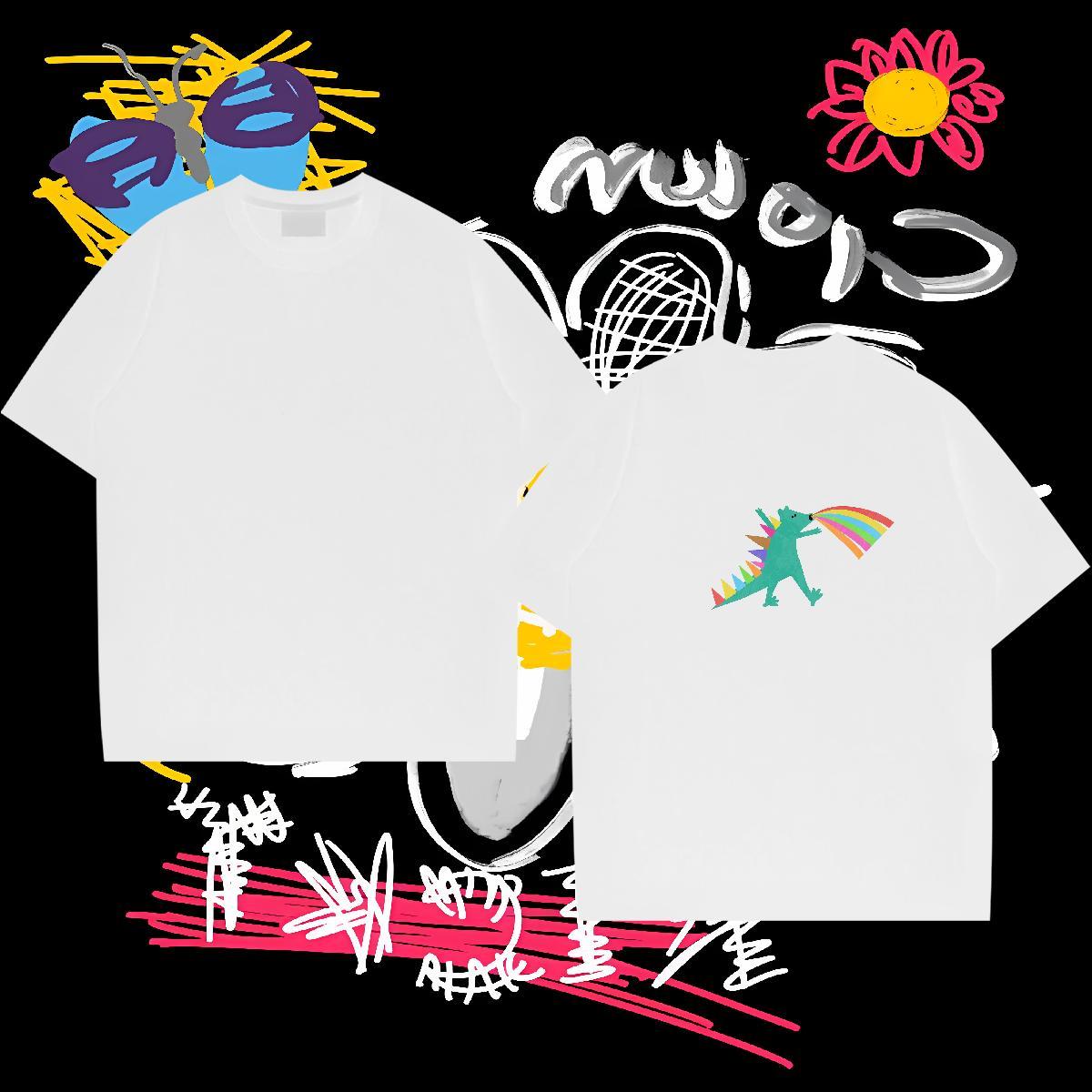 New Man T Shirts 100% Cotton 230g dinosaur Casual Beach Clothes O-Neck Short Sleeve Unisex Tshirts Custom Printing