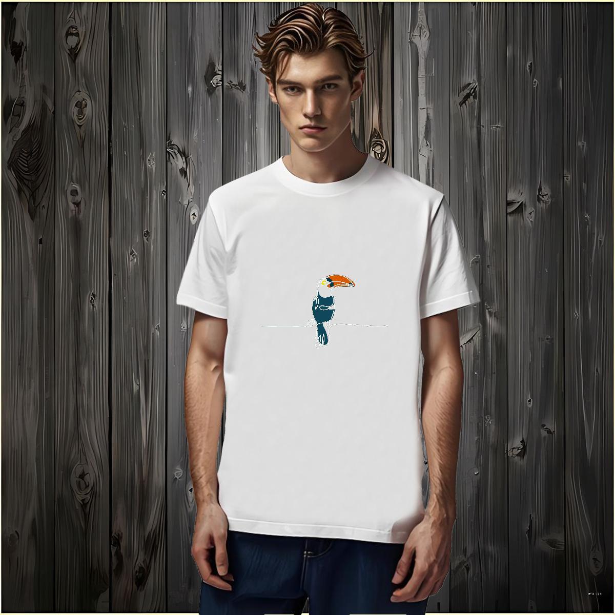 T Shirts Men 230g 100% Cotton bird Daily Outfit Breathable Skull Mens Tshirts New Arrival Unisex Polos