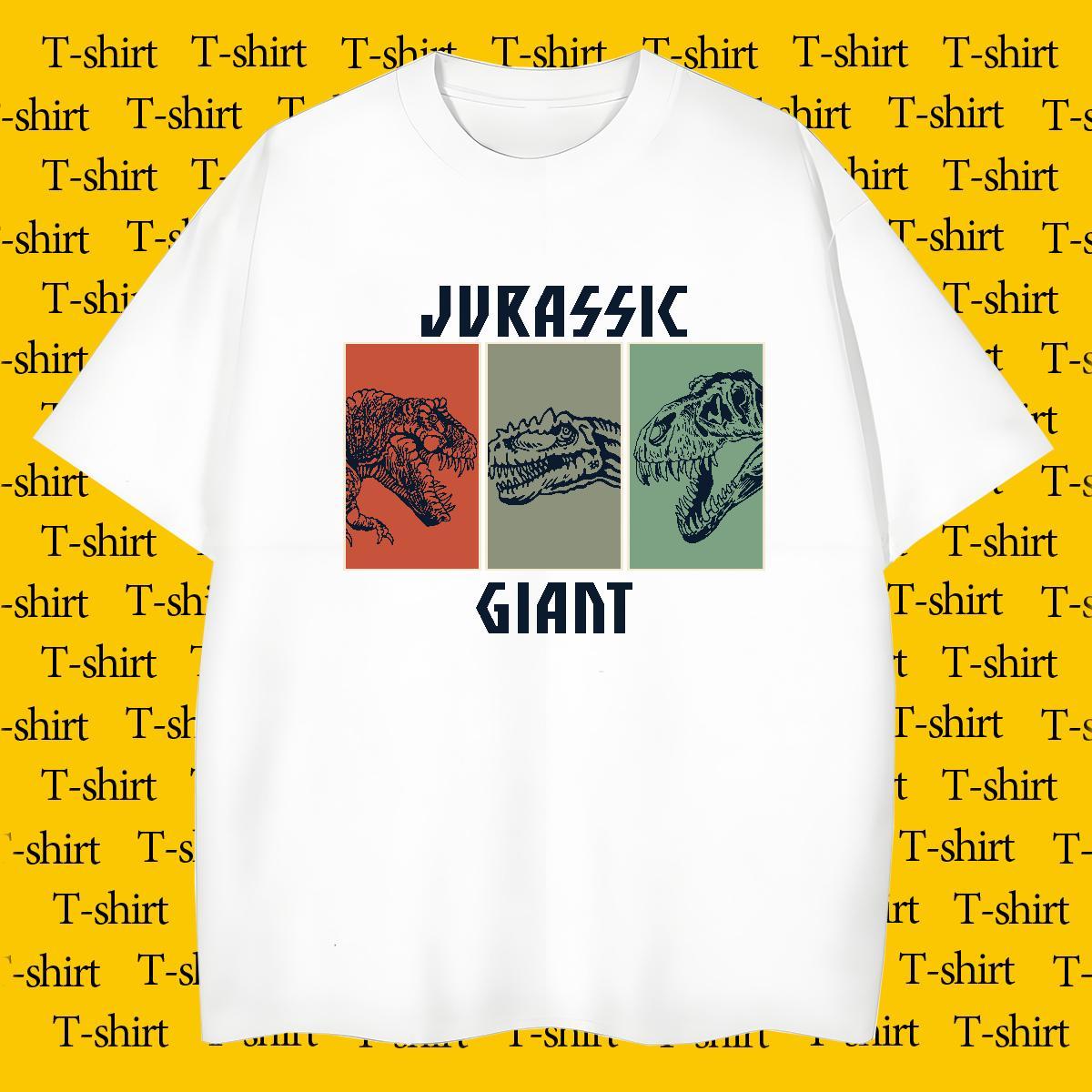 Man T Shirts 230g Pure Cotton dinosaur Daily Outfit O-Neck Short Sleeve Plus Size Custom Men Tees Free Shipping High Quality Clothings