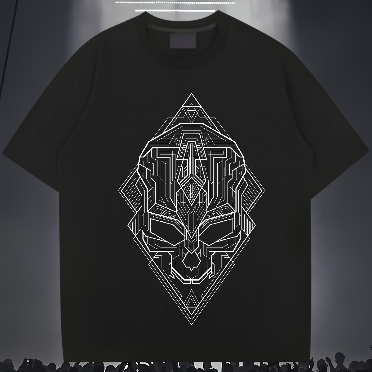 T Shirts Men 230g Cotton Geometric line Beach Breathable Crew Neck DIY Anime Men Tops Tees Designer TOP Quality Polos