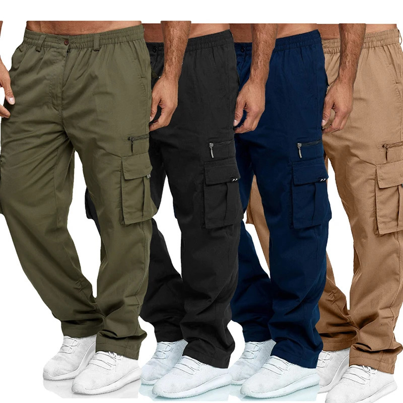 Men Cargo Pants Summer Work Trousers Stretch Waist Loose Multi Pocket Casual Trousers Pants Sports Outdoor Wearing 240806