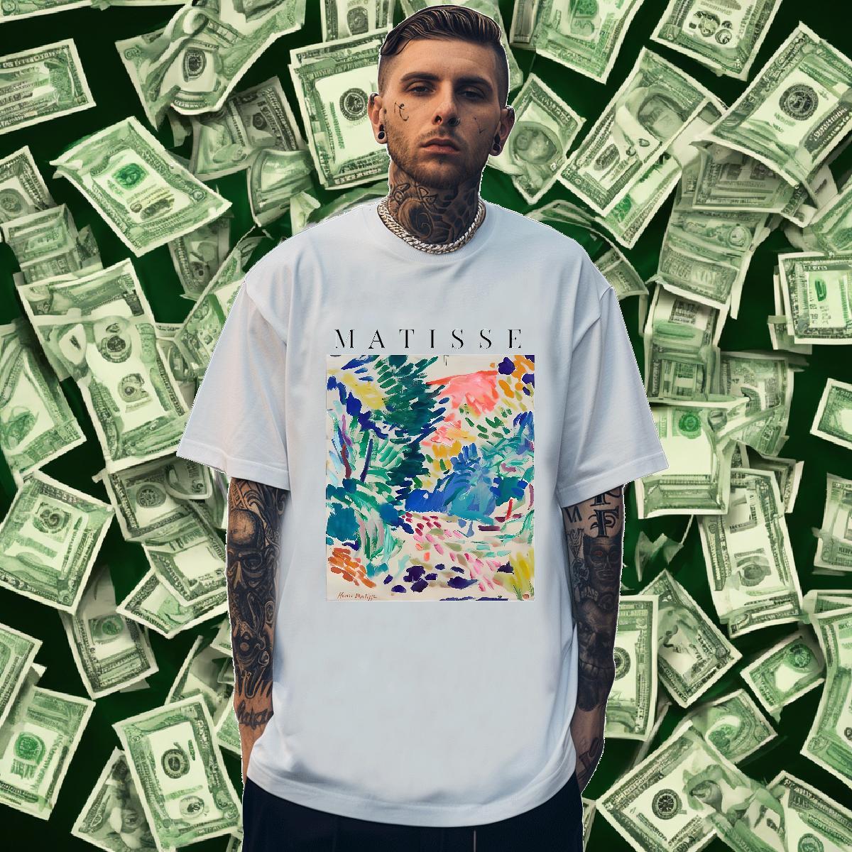 T-Shirts for Men 230g Pure Cotton painting Anime Printing Street Breathable DIY Logo Oversized Men Clothes T-Shirt Fashion Designer TOP Quality Wear