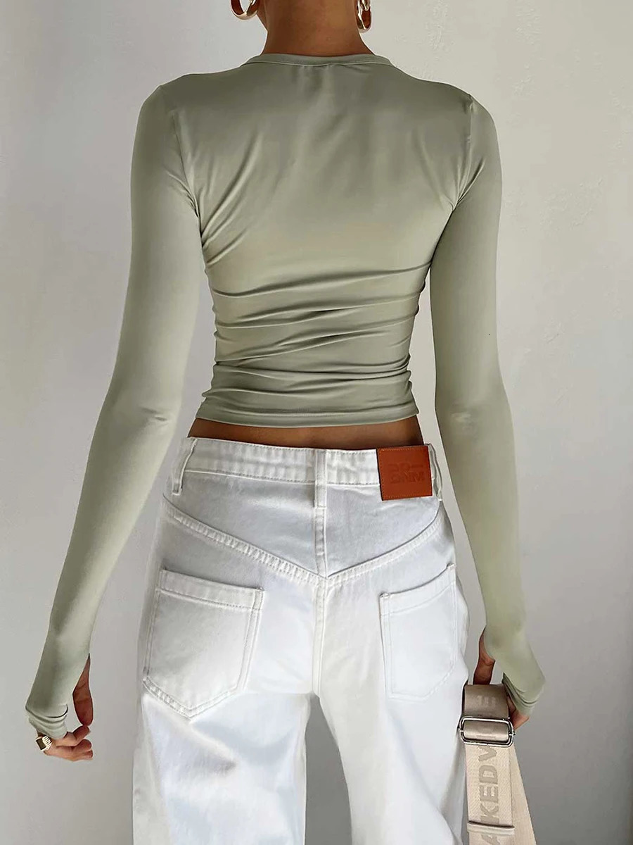 Long Sleeve T Shirt Women Spring Autumn Slim Fit Pullovers T-shirts Streetwear Female Pullovers Basic Tee Y2k Clothes Crop Tops 240806