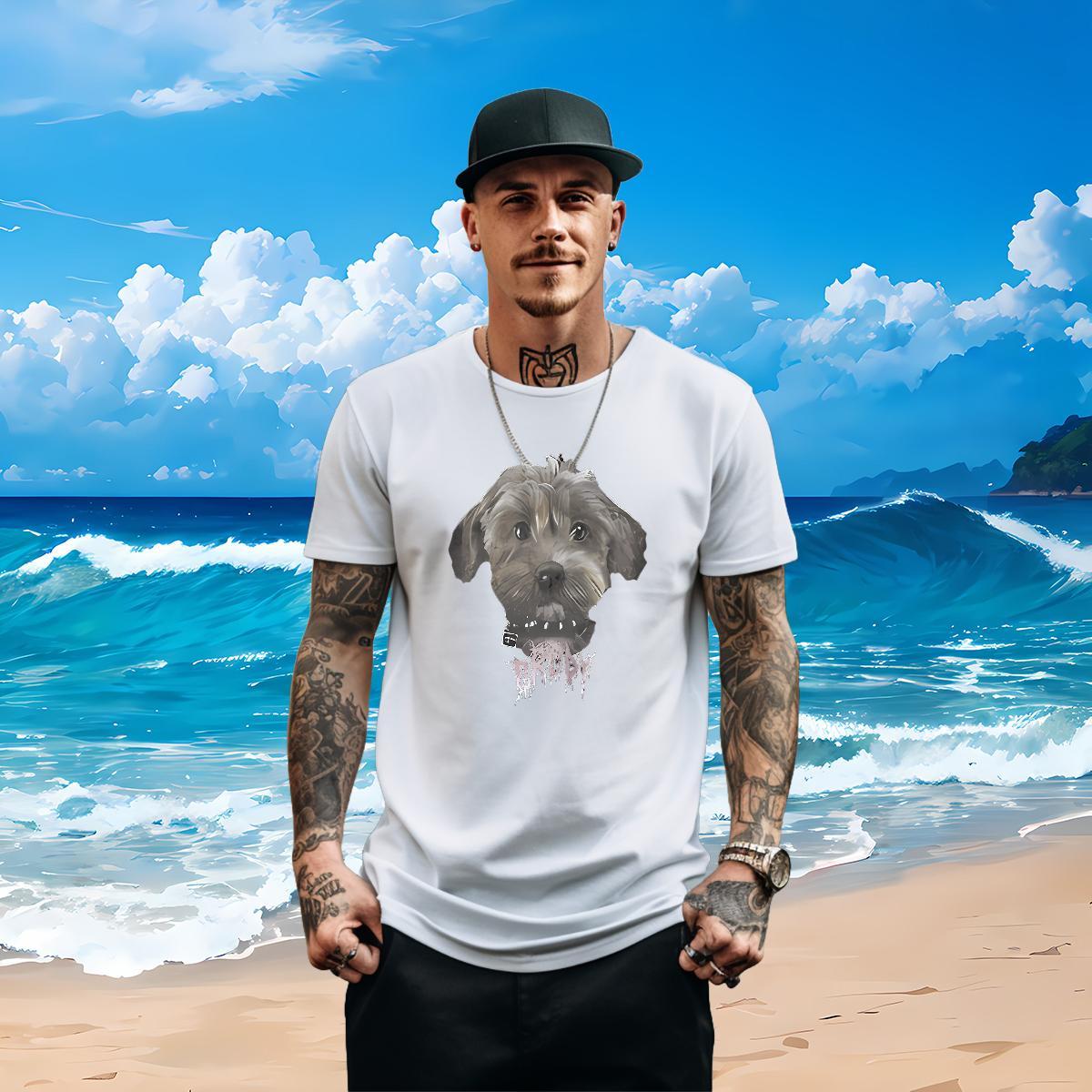 Custom T Shirt For Man 230g Pure Cotton dog Sports Casual Tee Shirt Crew Neck Popular Mens Tshirts Custom Print Oversized