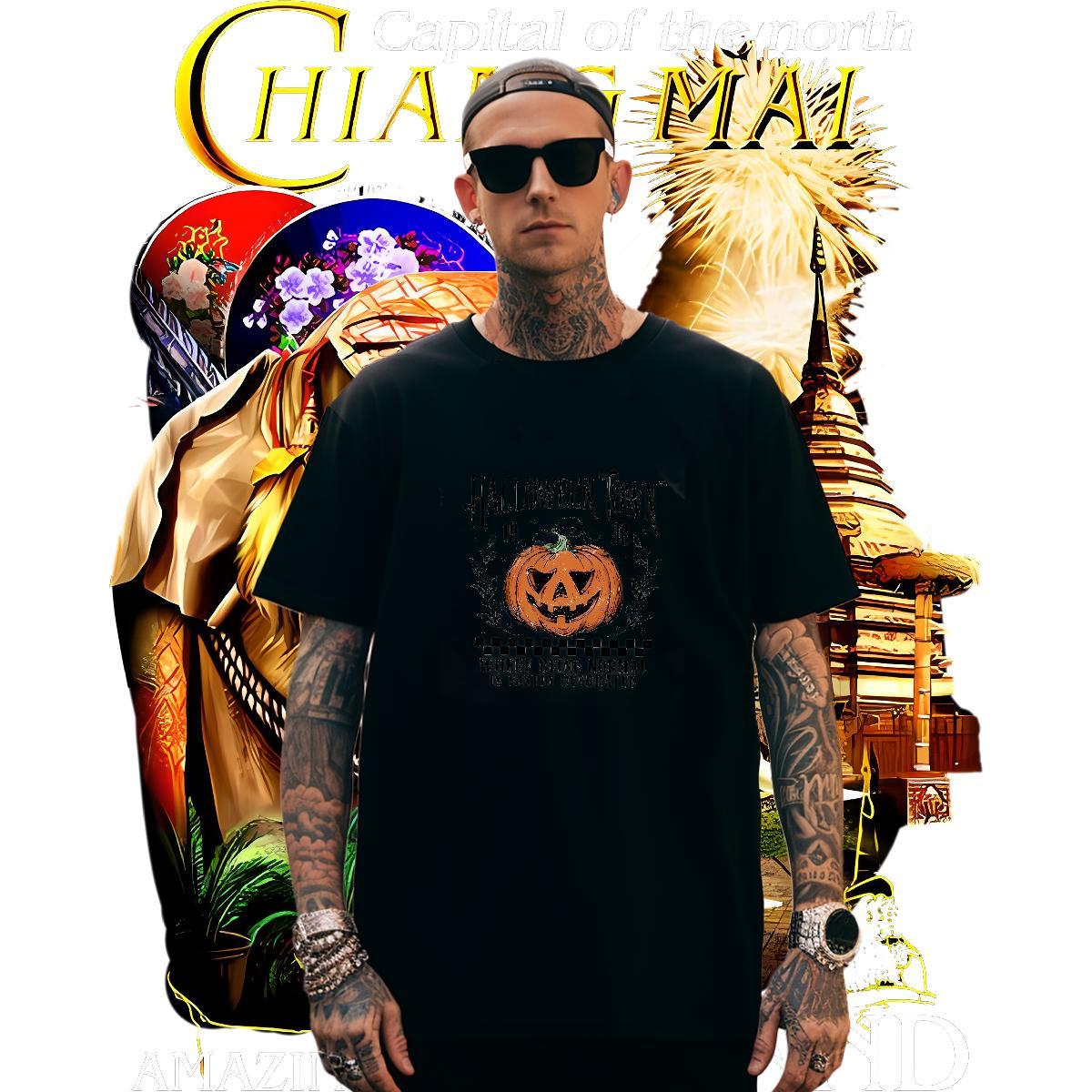 Free Shipping Men Tshirts 230g Pure Cotton halloween T shirt Sports Casual Breathable Crew Neck Oversized Factory Direct Polos