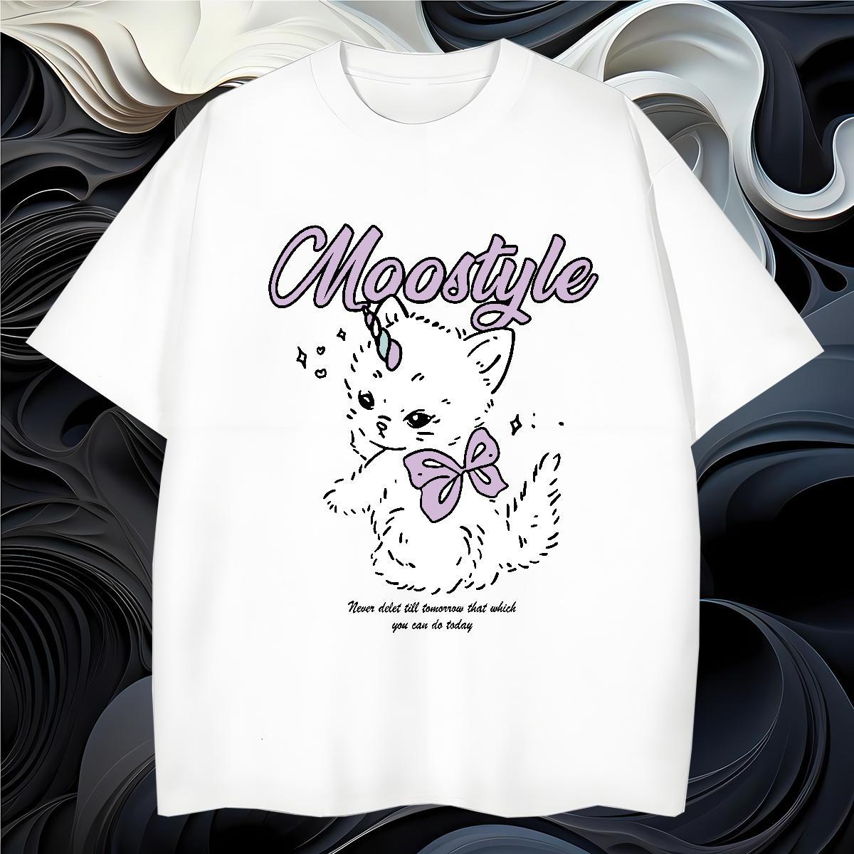 Mens T Shirts 230g 100% Cotton cat Hip Hop Breathable Crew Neck DIY Anime Tshirts Free Shipping Brand Tees