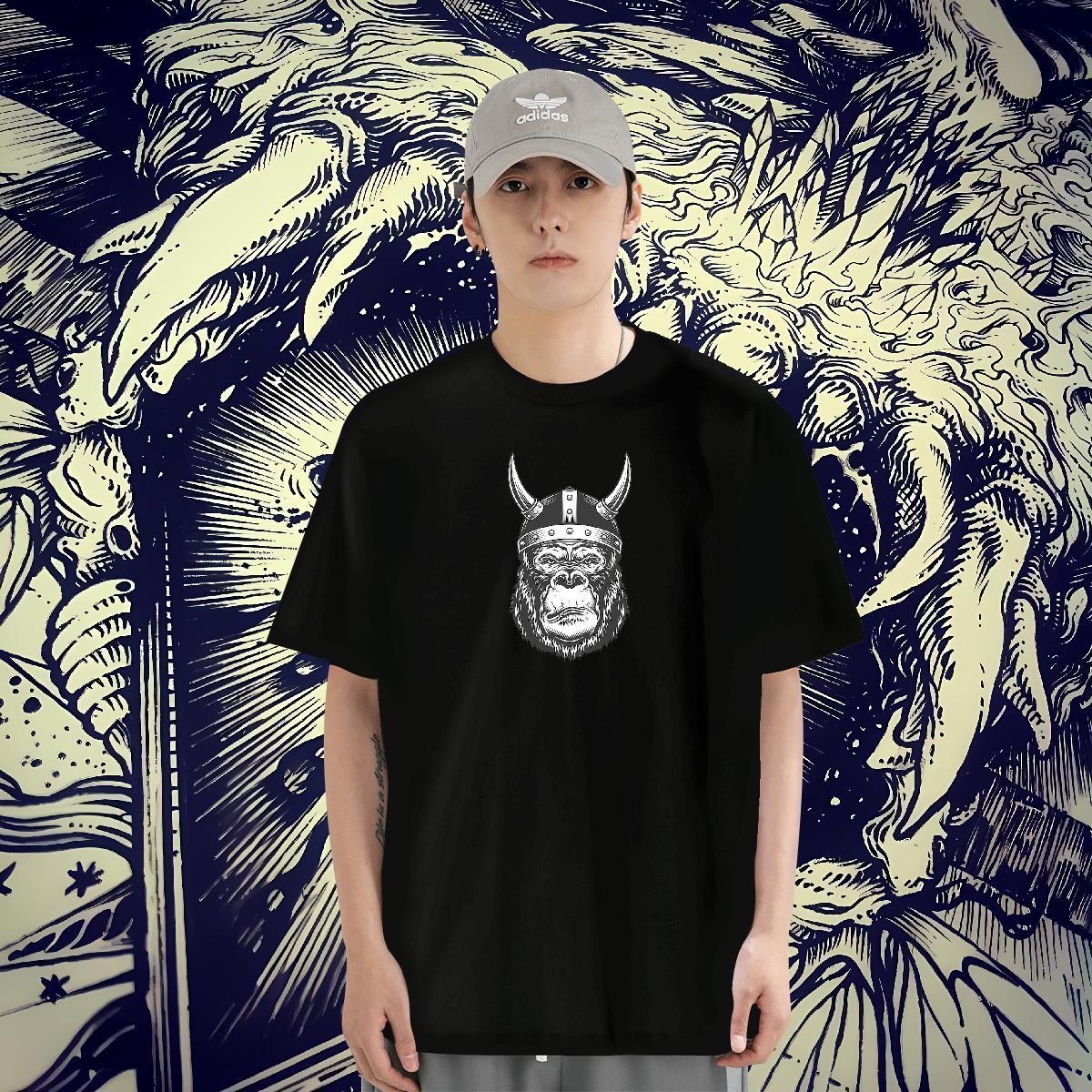 Wholesale Mens Tshirts 100% Cotton 230g Street Casual chimpanzee Custom Printing Short Sleeve Soft Fashion Design T-Shirts for Men Clothes