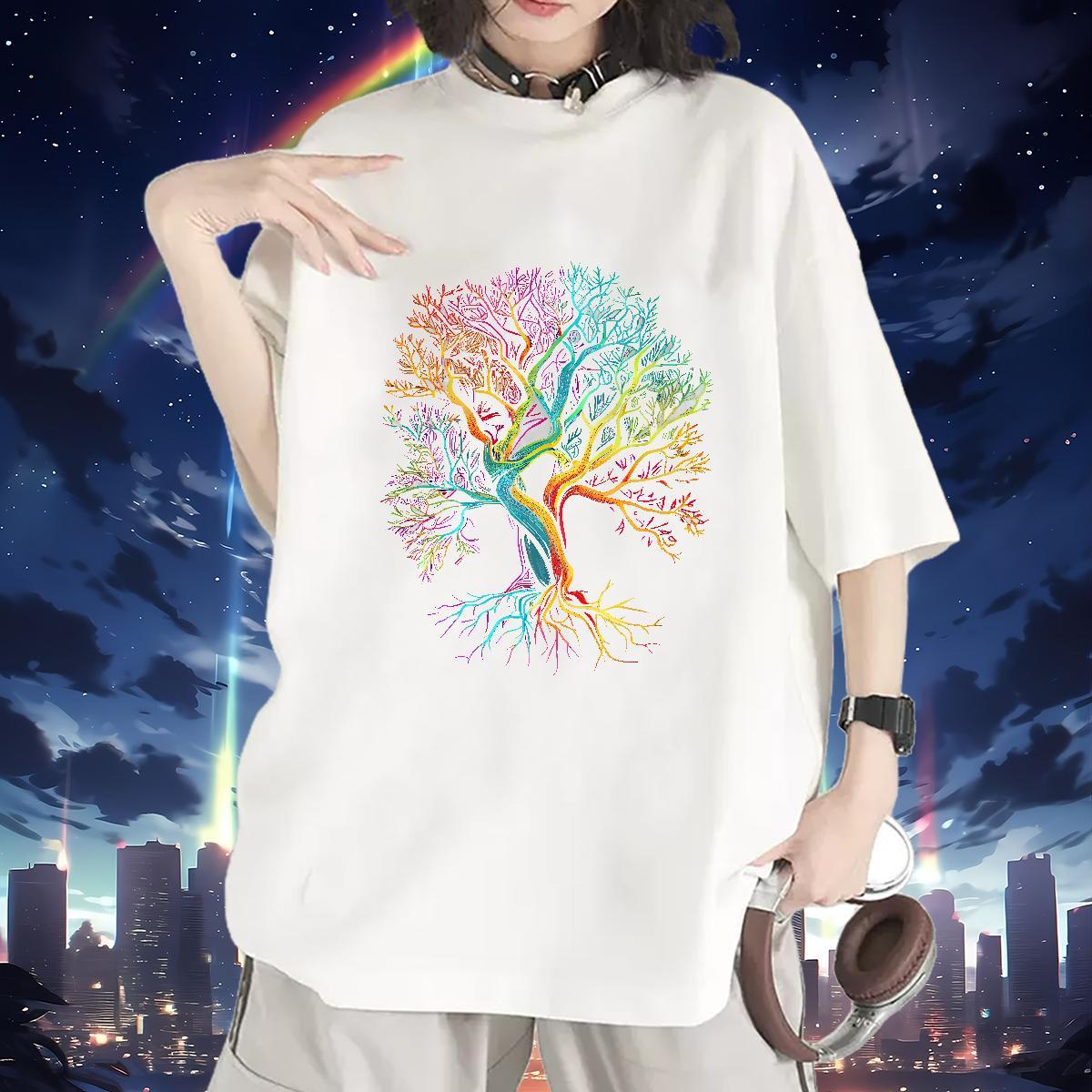 Designer Nice T-Shirts Breathable Soft Lady T shirt Cartoon Anime tree Spring Summer 230g Cotton Stylist Tees Shirts