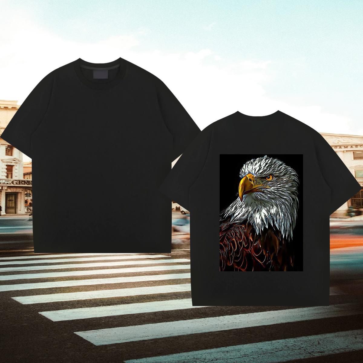 Fashion T Shirts Men 230g 100% Cotton eagle Street Casual Tees Breathable Brand Tshirts Skull