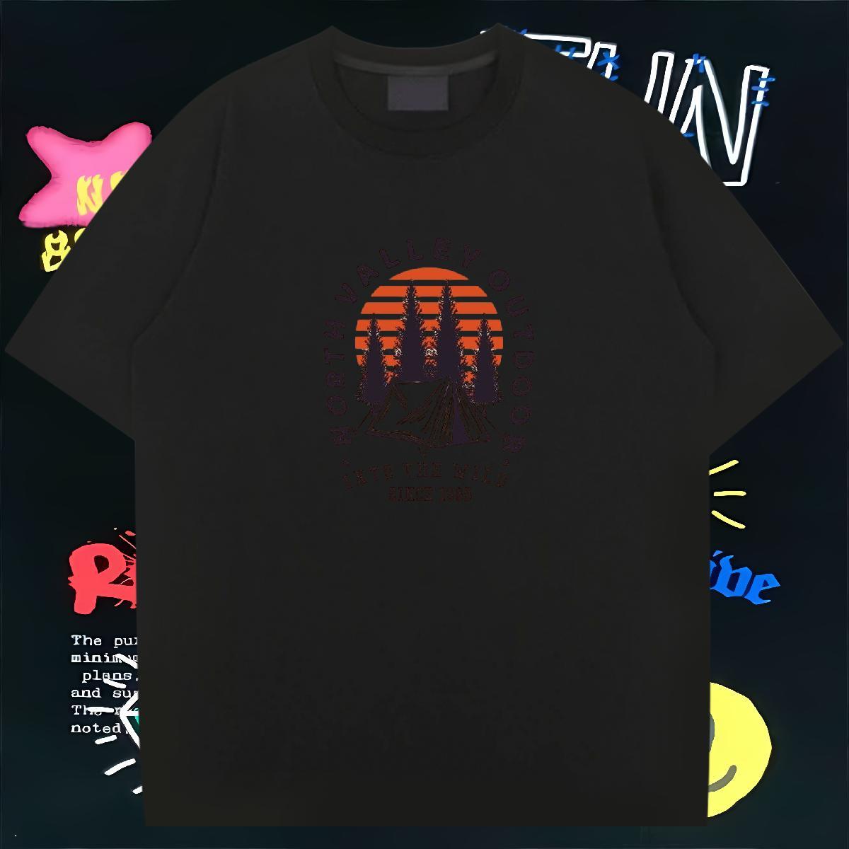 Designer Mens T Shirts 100% Cotton 230g tree Street Wear Tees Shirts O-Neck Short Sleeve Cool Men Tees Custom Print Oversized