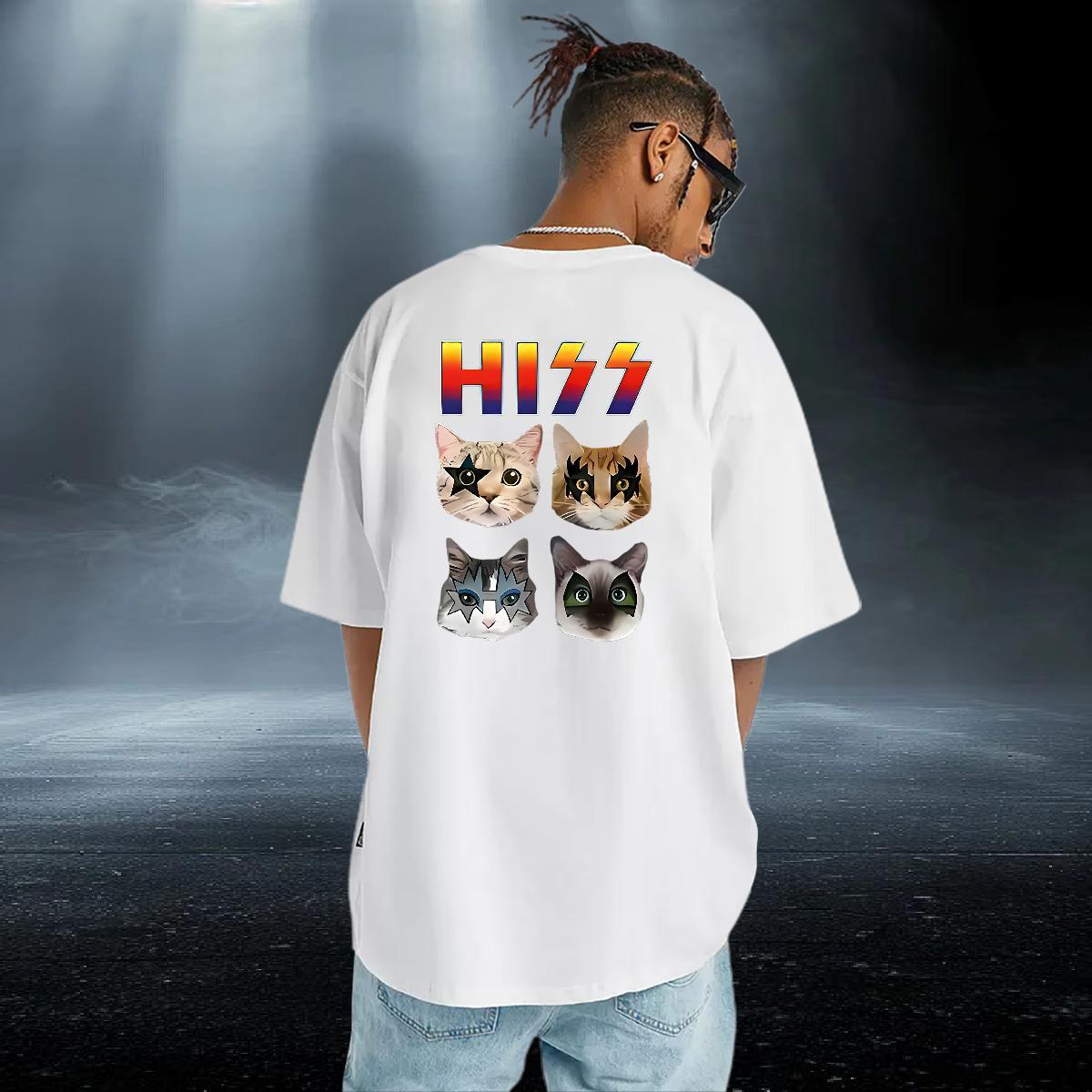 Fashion New T-Shirts 100% Cotton 230g cat Casual Daily Wear Tee Shirt Short Sleeve Soft Unisex Men Tshirts Anime