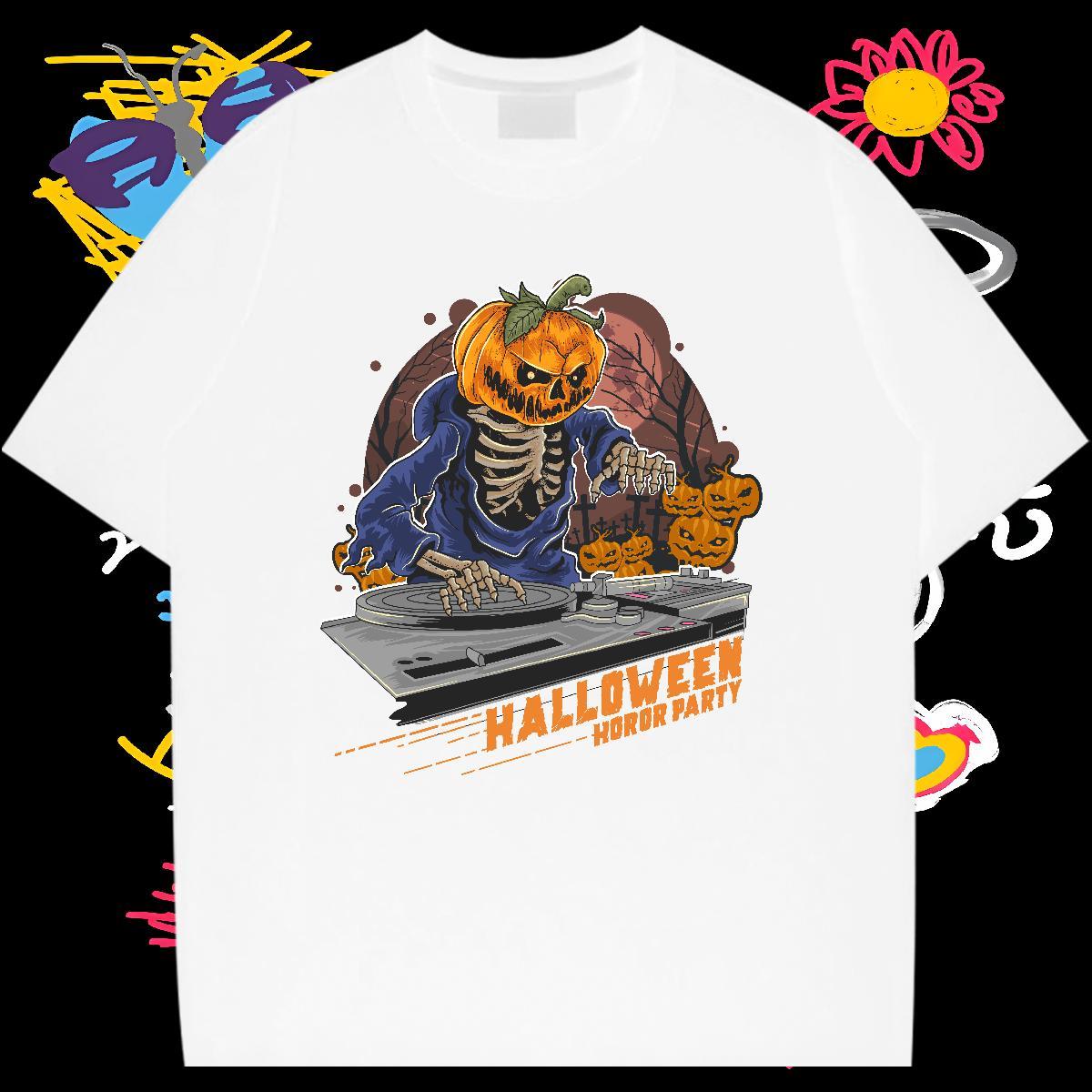 Designer T shirt 230g 100% Cotton Halloween Casual Clothes Breathable TOP Quality Men Tops Tees Plus Size Cartoon