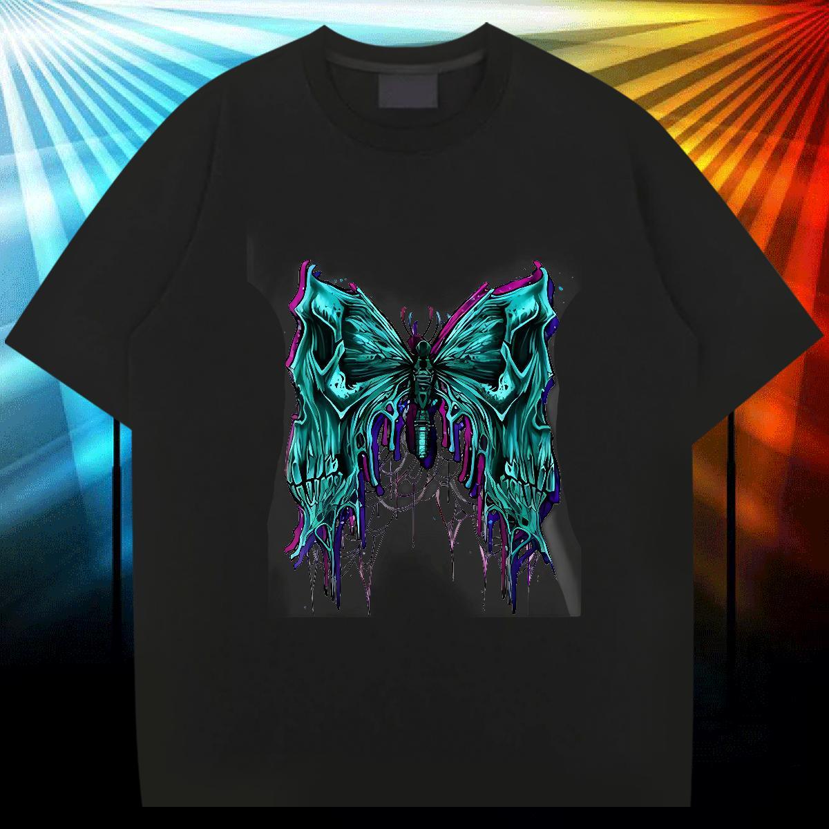 Wholesale T-Shirts 100% Cotton 230g halloween Daily Outfit Top Tees Short Sleeve Soft Classic Couples T Shirts Floral Print